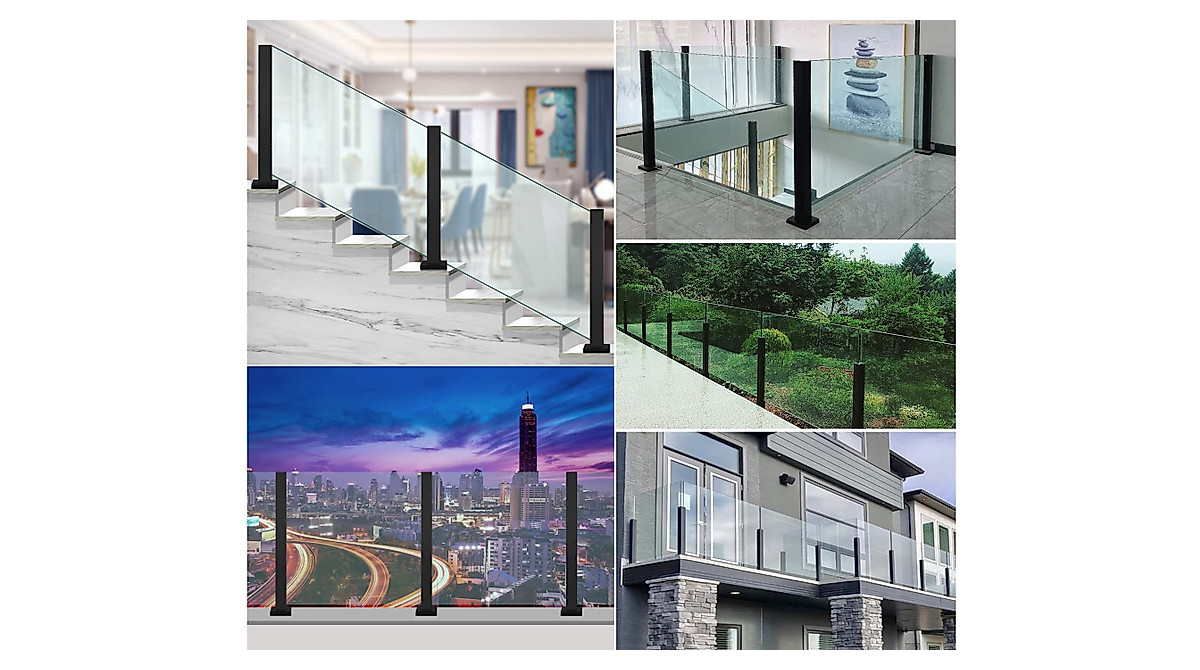 MBROS Black Glass Railing Post for Decks and Balconies | Long & Sturdy