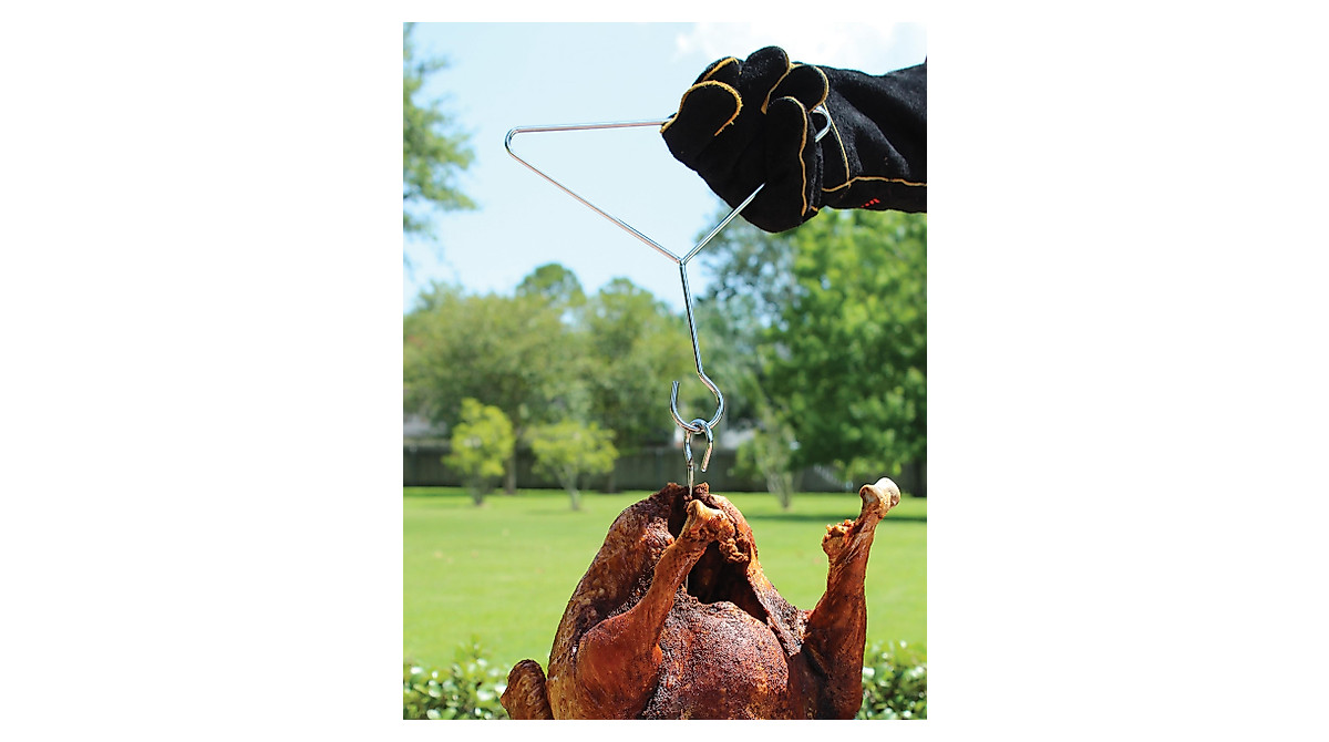 King Kooker Turkey Rack & Lifting Hook Kit - Chrome Finish