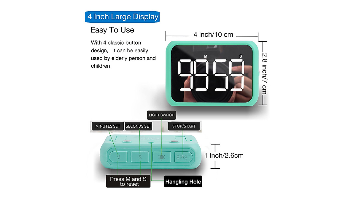 Large Digital Kitchen Timer - 2 Pack for Home & Classroom