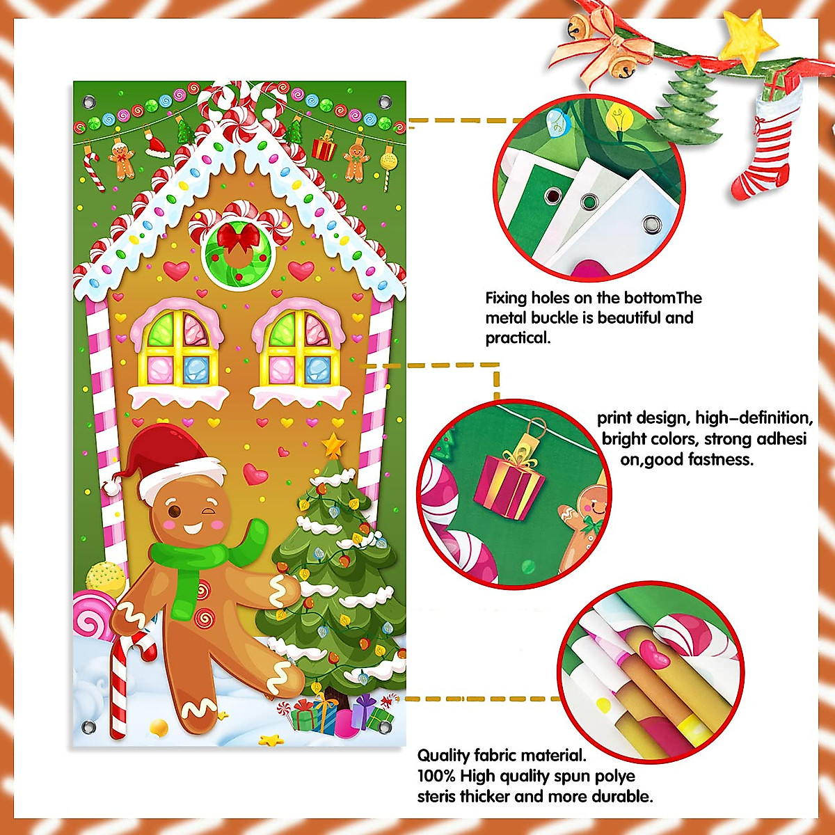 Christmas Gingerbread House Door Cover - Festive Holiday Decor