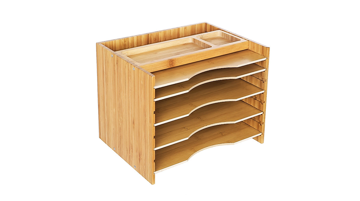 SONGMICS Bamboo File Organizer - Stylish Storage Solution