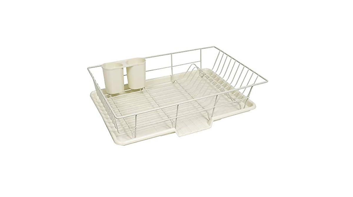 Sweet Home Dish Drainer Set - 3 Piece Ivory Rack