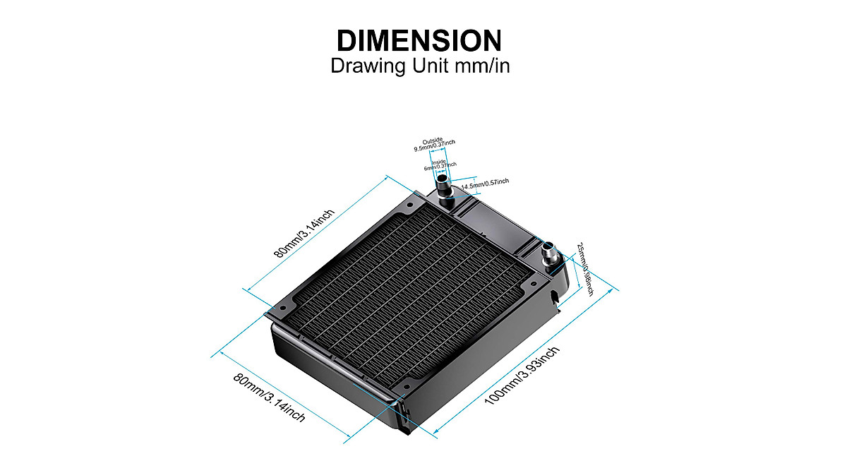 Clyxgs Water Cooling Radiator - 8 Pipe Aluminum Heat Exchanger for PC