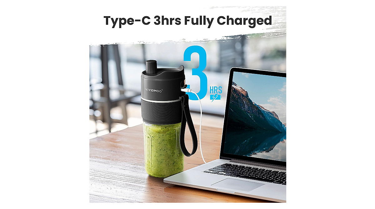 Portable Blender for Shakes and Smoothies | Vividmoo 16oz Rechargeable ...