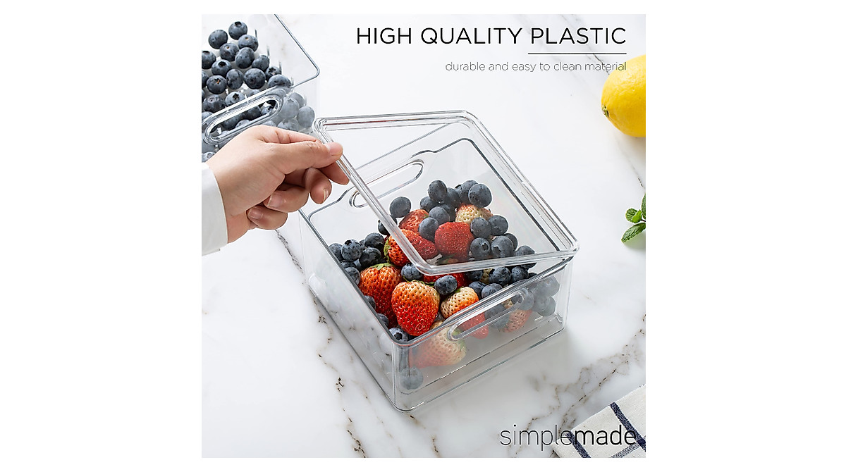 SIMPLEMADE Clear Berry Bins - Keep Fruits Fresh & Organized