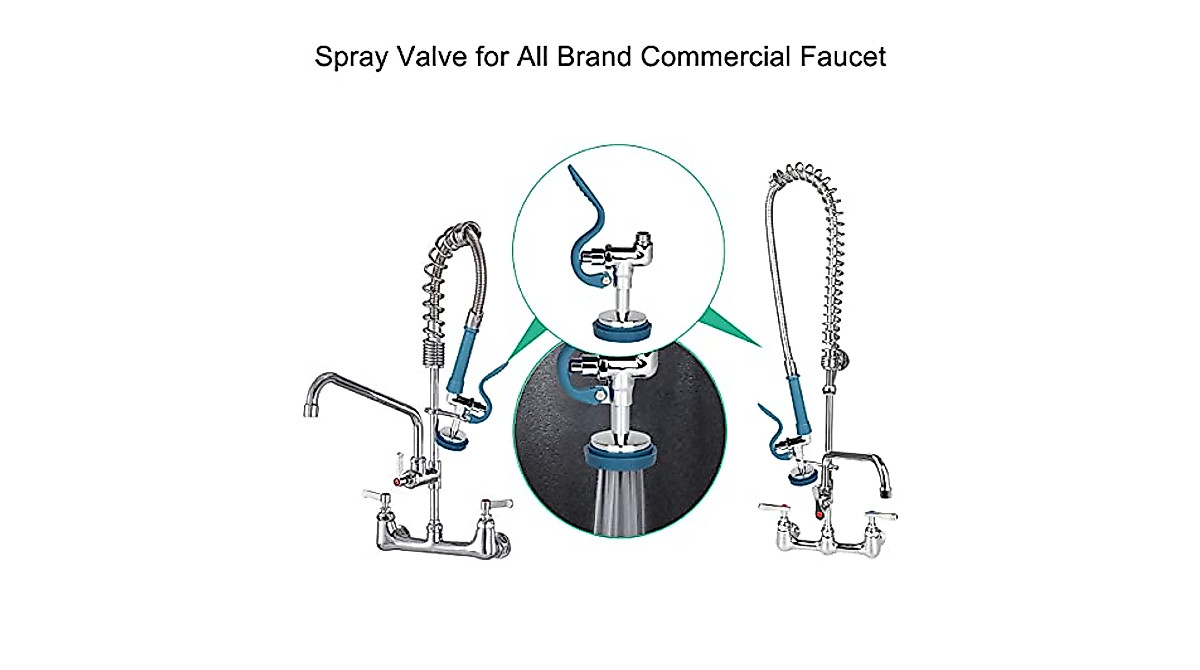 KWODE Blue Pre Rinse Spray Valve for Commercial Kitchen Faucets