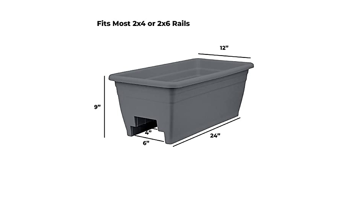 Durable 24 Inch Deck Railing Planter Box by HC Companies