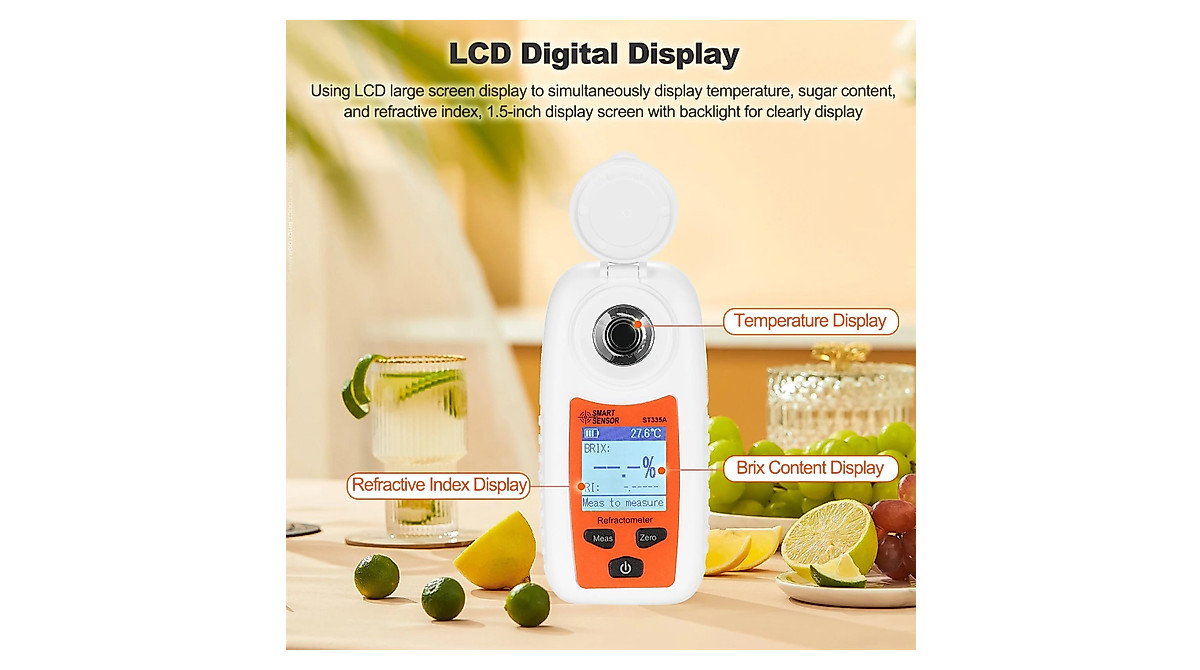 KYKYK Refractometer, Digital Refractometer ATC Sugar Percent Tester 0 ...