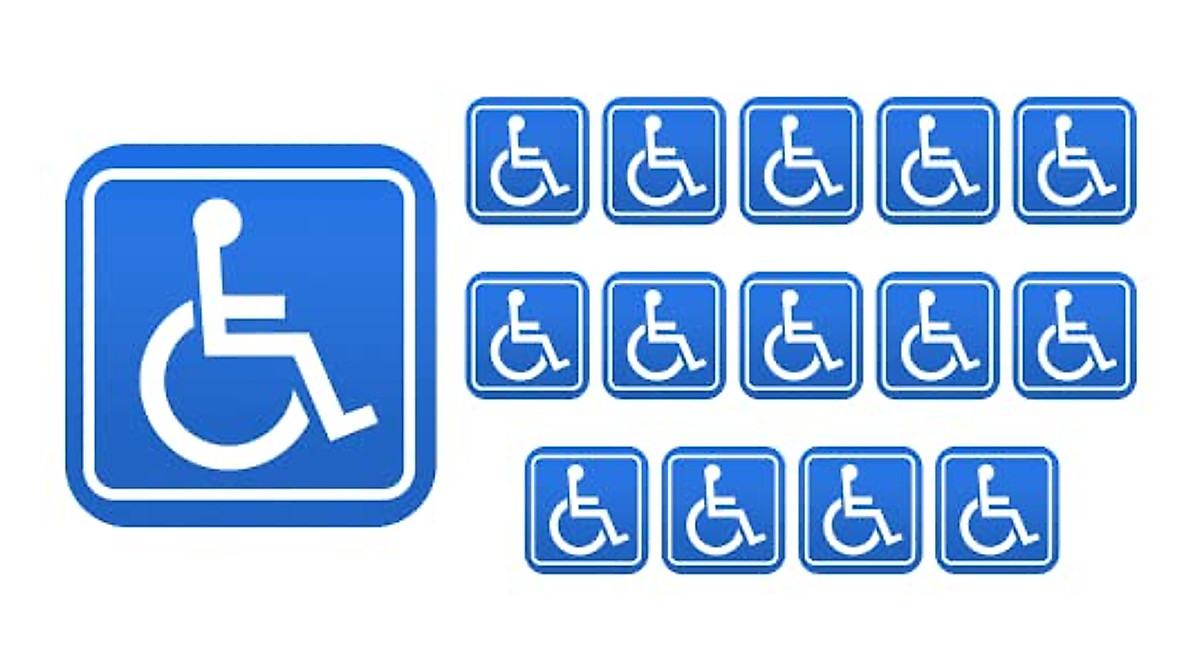 Handicap Sticker Decals Pack - 15 Bright UV-Resistant Labels
