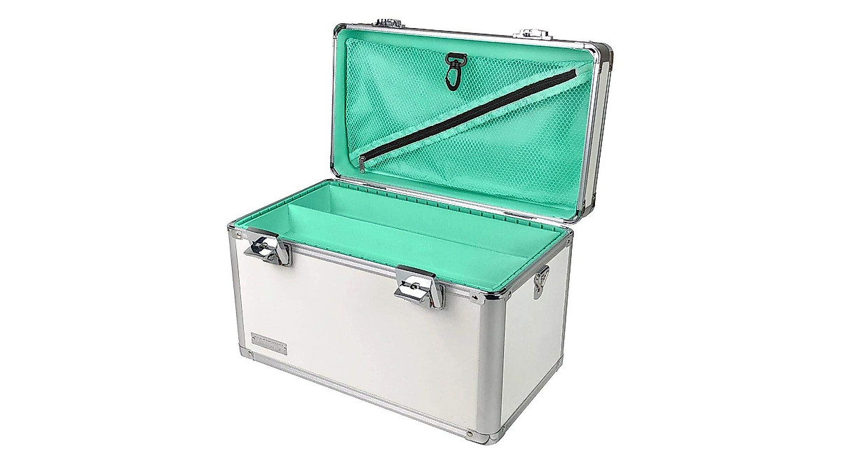 Vaultz Portable Safe Box with Lock & Adjustable Compartments