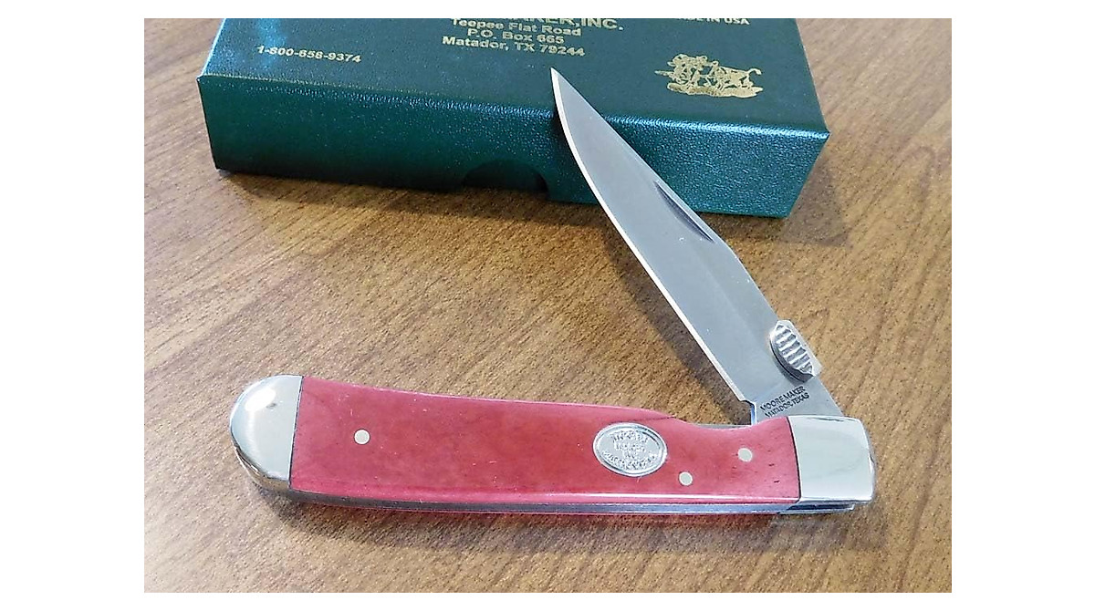Moore Maker Trapperlock: Premium Red Smooth Bone Knife