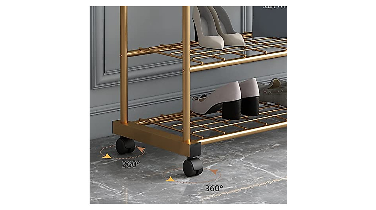 Buy Thick Forest Double Layer Clothes Rack in Gold - Mobile & Spacious
