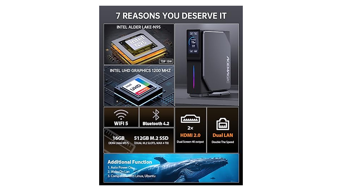 Powerful ACEMAGIC S1 Mini PC with LCD Display