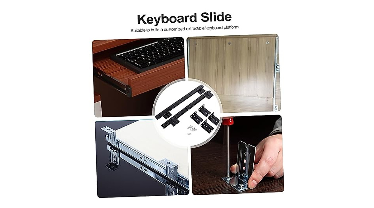 Adjustable Keyboard Tray Slide Rail - Durable Steel Desk Organizer