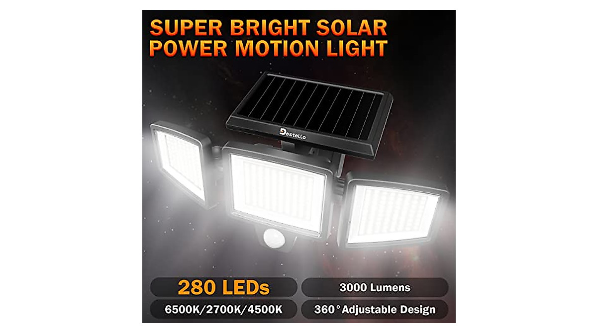 Bright Destello Solar Lights - 3000 Lumens, 3 Modes