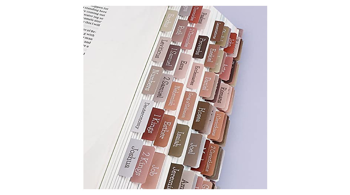 Earth Tone Bible Tabs - Large Print, Easy to Apply & Durable