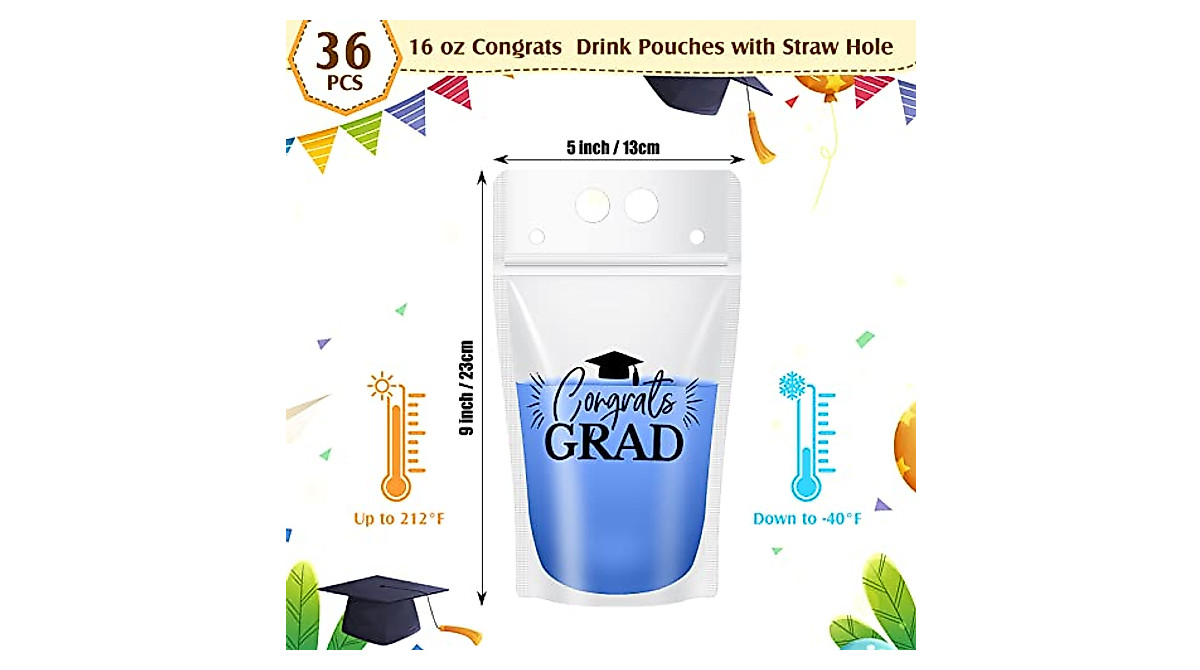 Lallisa Graduation Party Drink Pouches - 36 Pcs