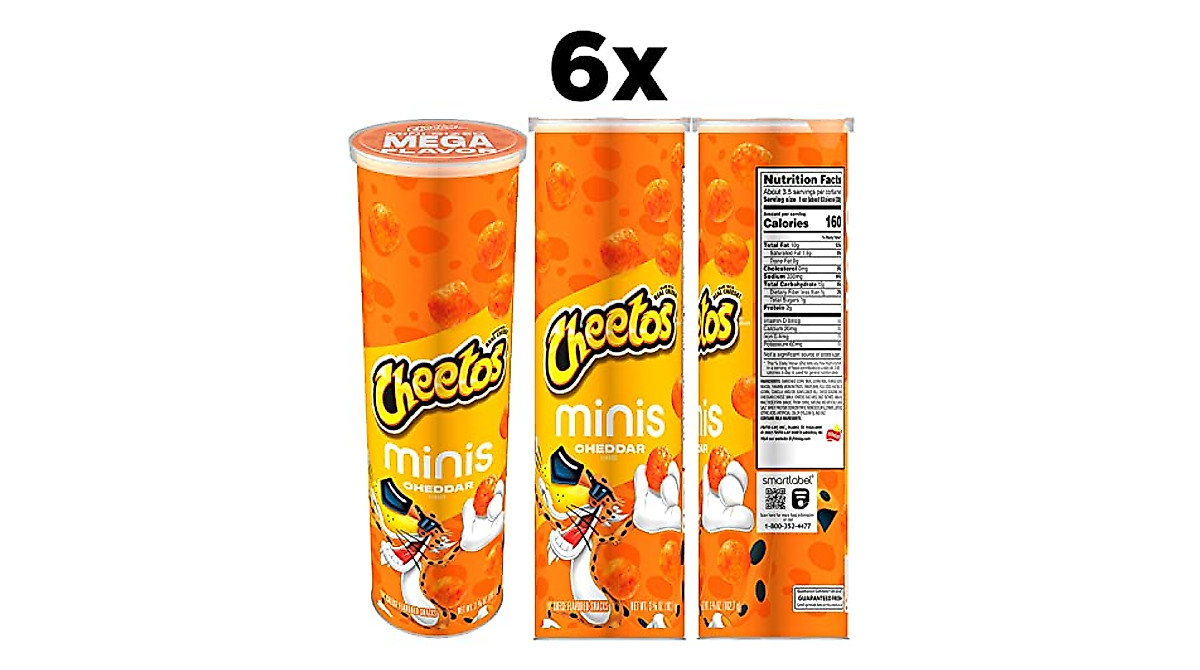 Cheetos Minis Canisters: Cheddar Snacks, Pack of 6