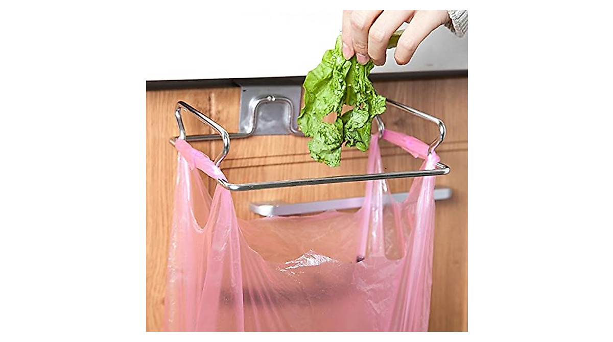 LUNCK Stainless Steel Trash Bag Holder Rack | Space-Saving Kitchen ...