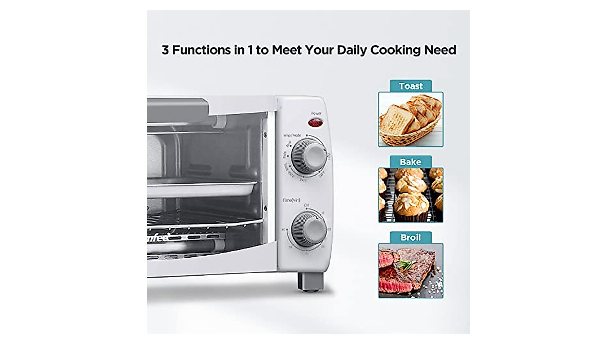 COMFEE' Compact Toaster Oven - 4 Slice, 1000W