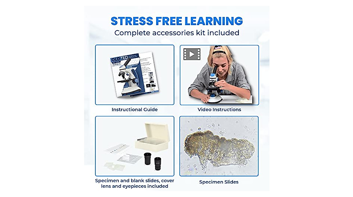 Explore Micro Worlds: Old Ted 40x-1000x Microscope Kit