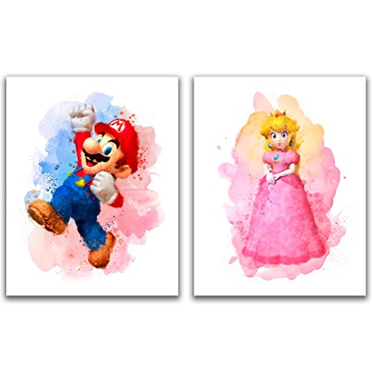 Super Mario Watercolor Posters Set of 6 for Kids & Game Rooms
