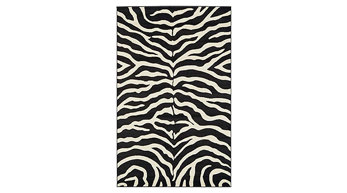 Wildlife Collection Zebra Rug - 5x8 ft Black/Ivory | Safari-Inspired Decor
