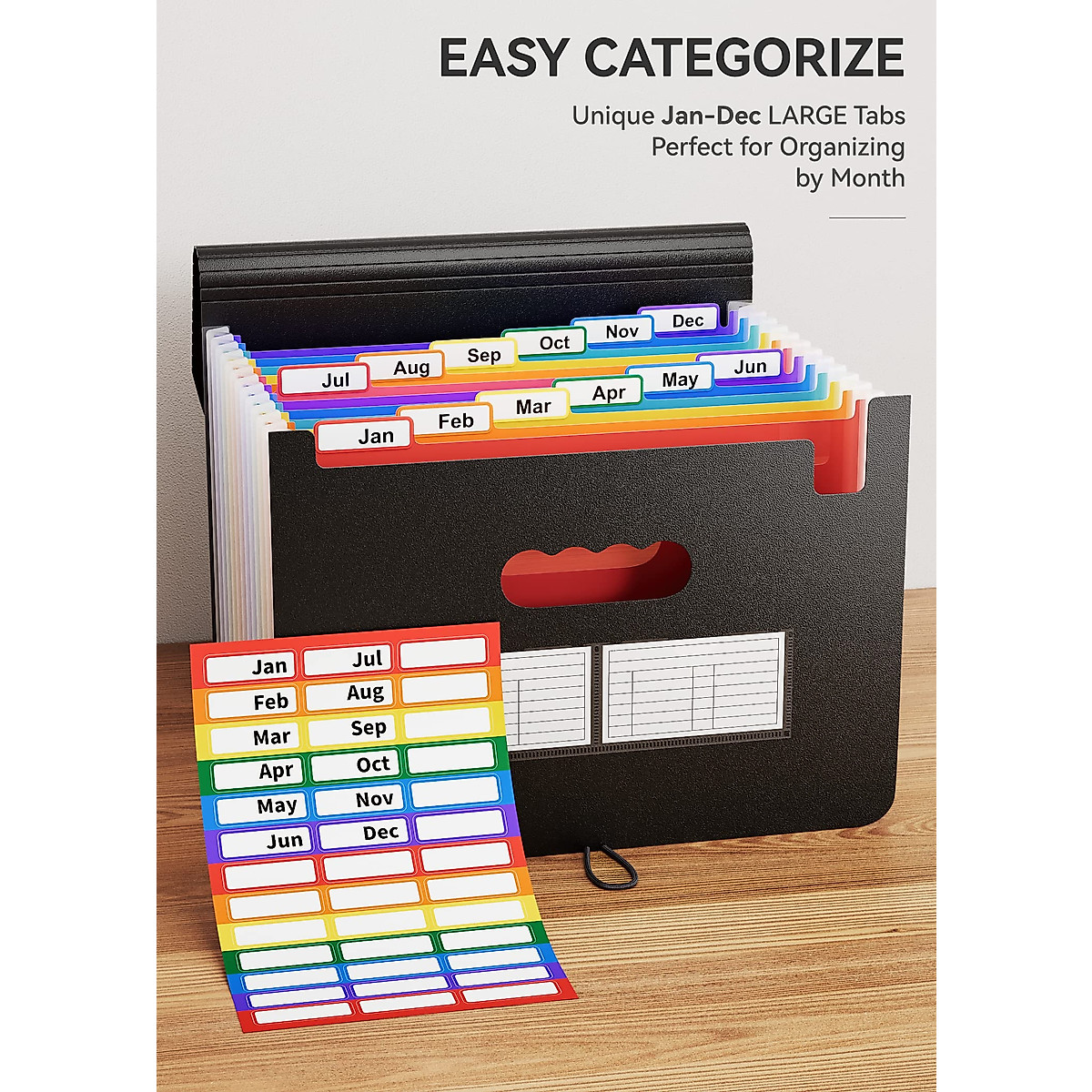 ABC Life Accordion File Organizer - 12 Pockets for Easy Filing