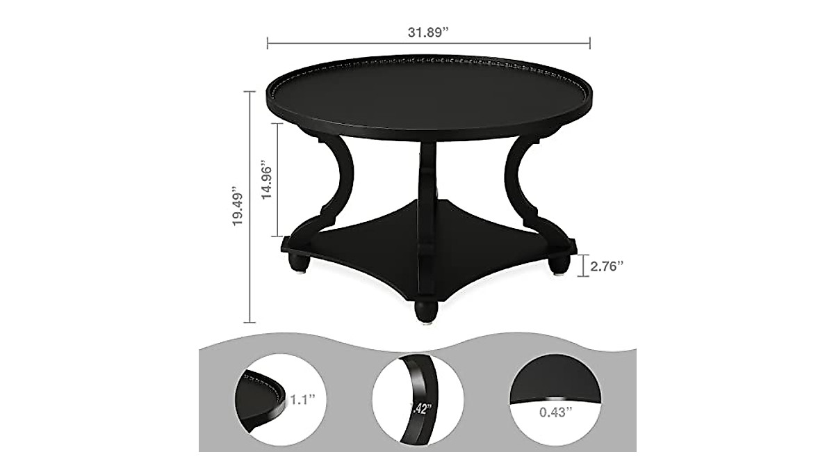 Wnutrees Rustic Round Coffee Table - Stylish & Sturdy