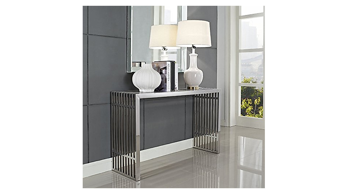 Stylish Modway Gridiron Stainless Steel Console Table