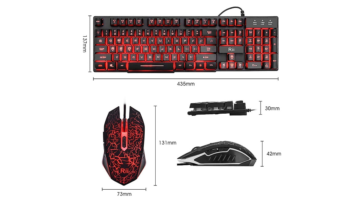 Rii Gaming & Office Keyboard Mouse Set | LED Backlit