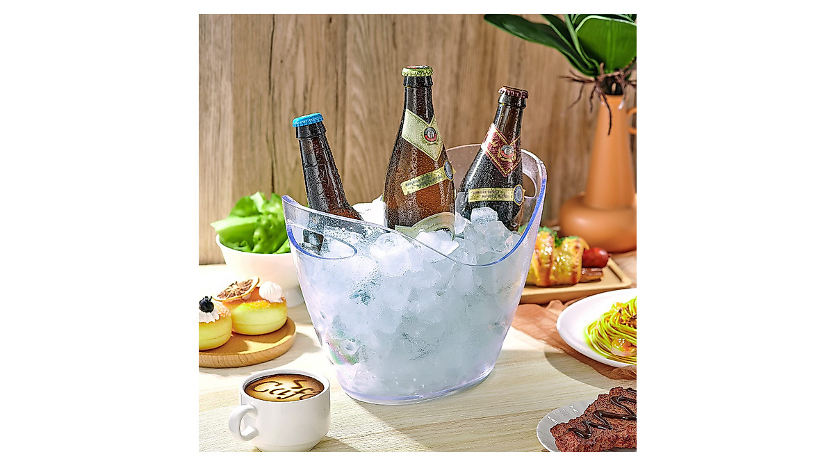 Clear Ice Bucket Set for Parties - 4 Liters & Scoops