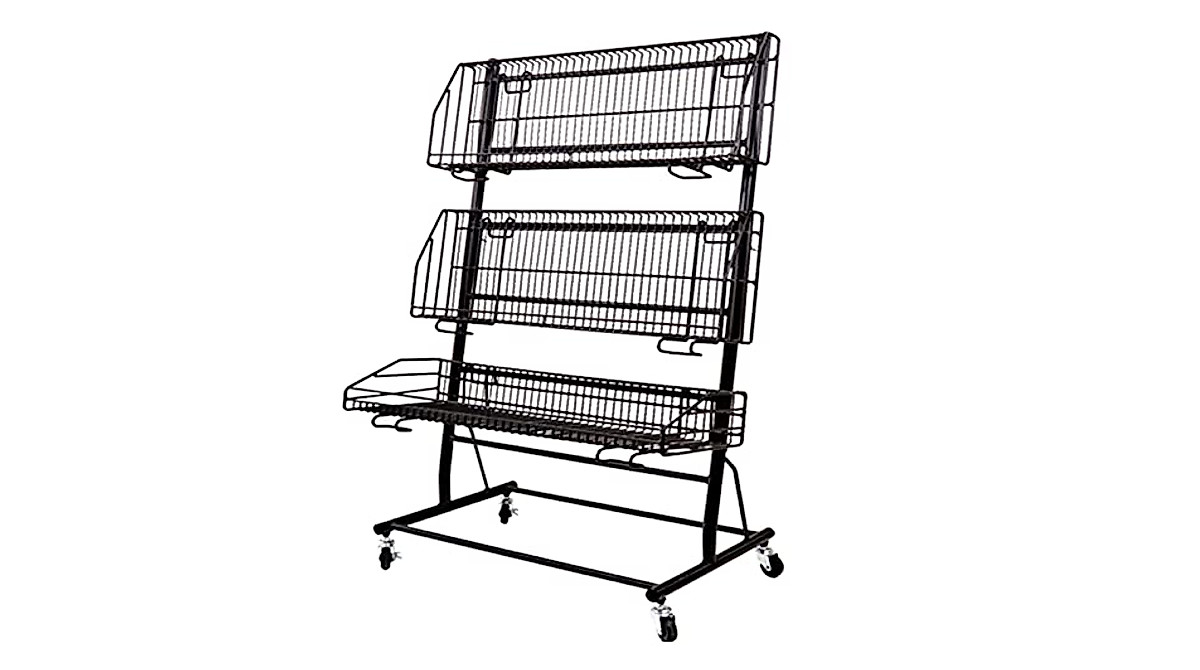 Adjustable 3-Tier Wire Storage Rack with Wheels