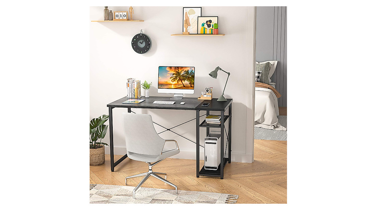 Homfio 40-Inch Office Desk with Shelves | Modern Study & Gaming Table