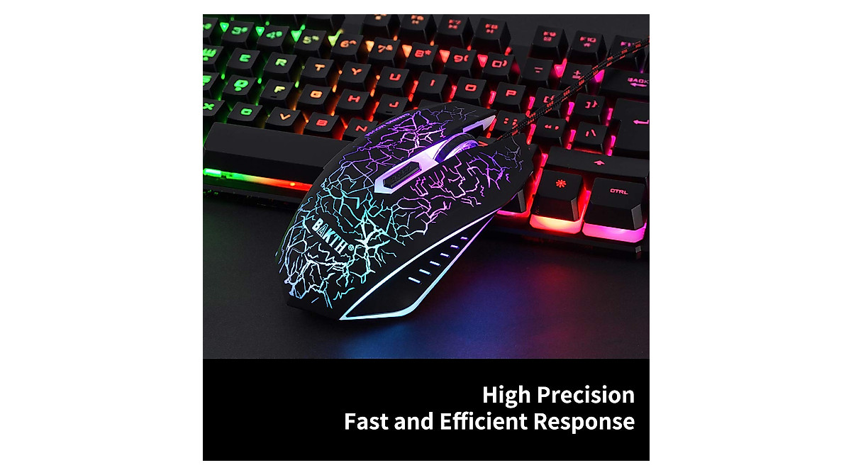 BAKTH Rainbow Backlit Gaming Keyboard & Mouse Combo for PC & Mac
