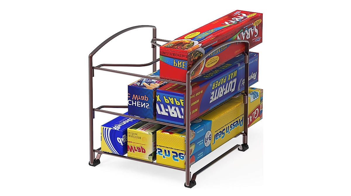 Organize Kitchen Wraps with SimpleHouseware Bronze Organizer