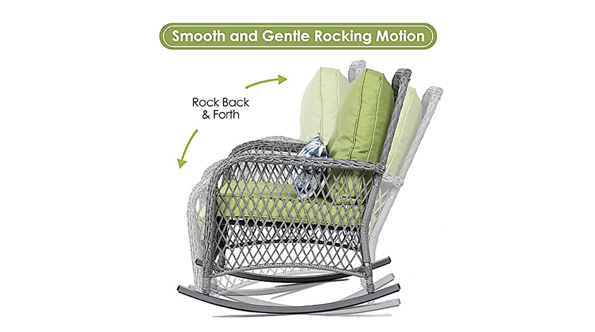 VONZOY Outdoor Rocking Chairs – Stylish Wicker Patio Furniture with ...