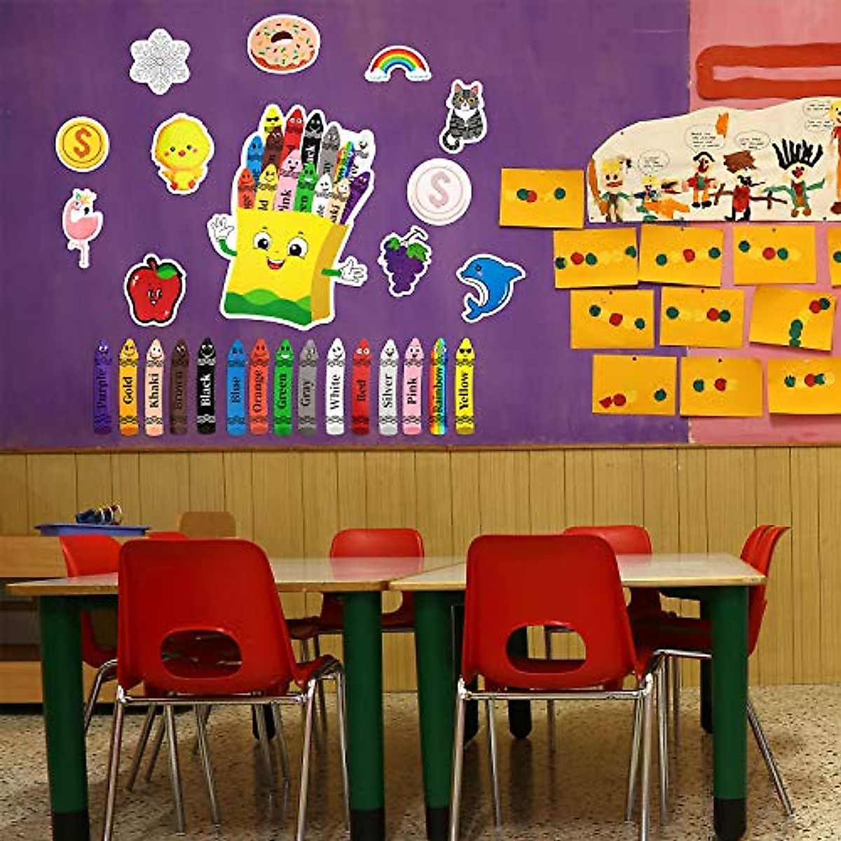Colorful Crayons Bulletin Board Set for Preschool Learning