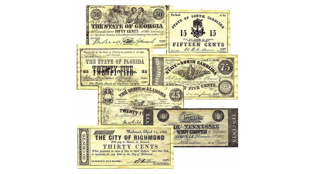 Confederate Currency Replica Set - Civil War Era Banknotes for Collectors