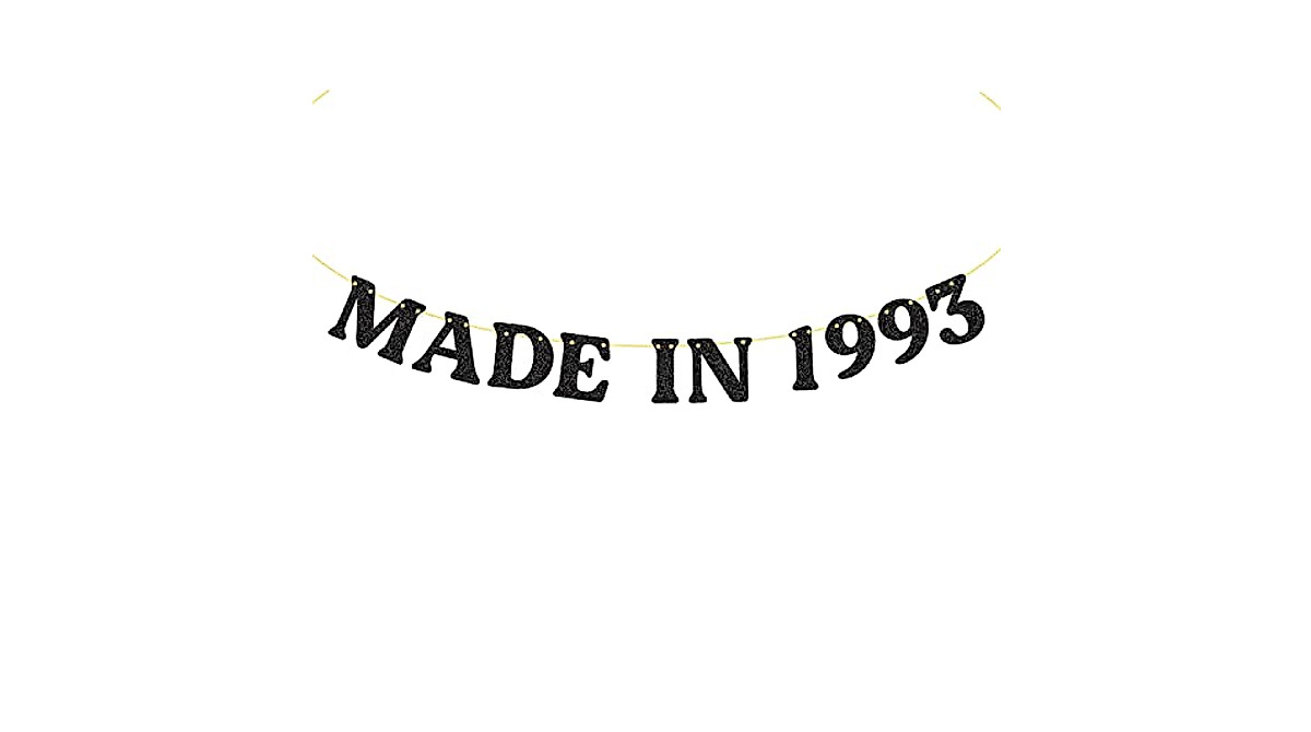 Made-Bn-1993 Happy Birthday Banner – Großer Stoff-Hintergrund 180x119 Cm, Wiederverwendbar