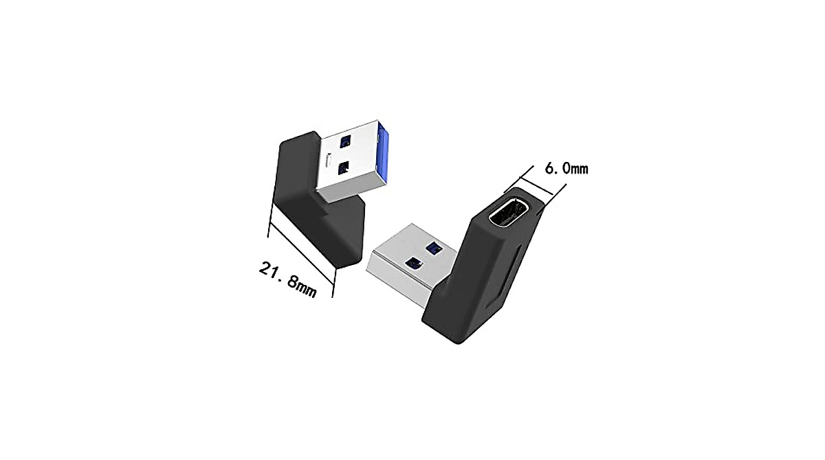 Right Angle USB A to USB C Adapter - 5Gbps Data & Fast Charging