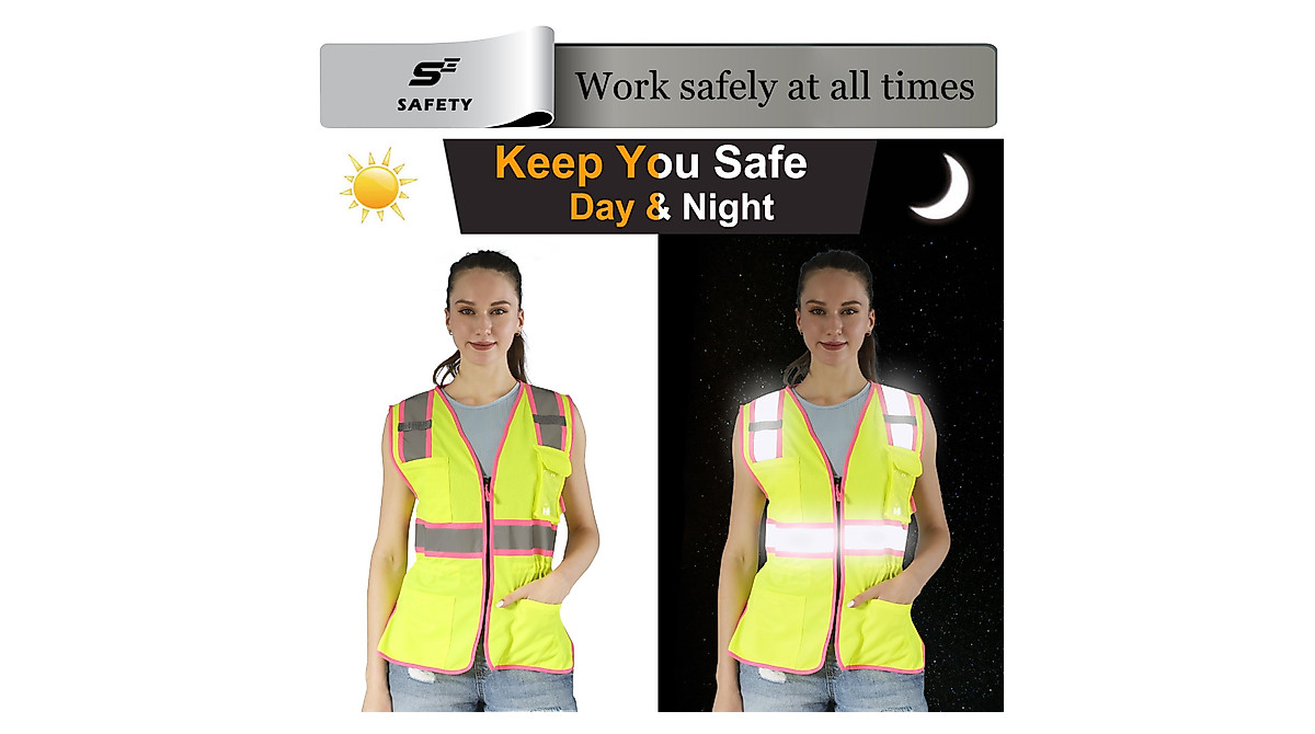 Women's Hi Vis Safety Vest - ANSI Class 2 Drawstring Waist