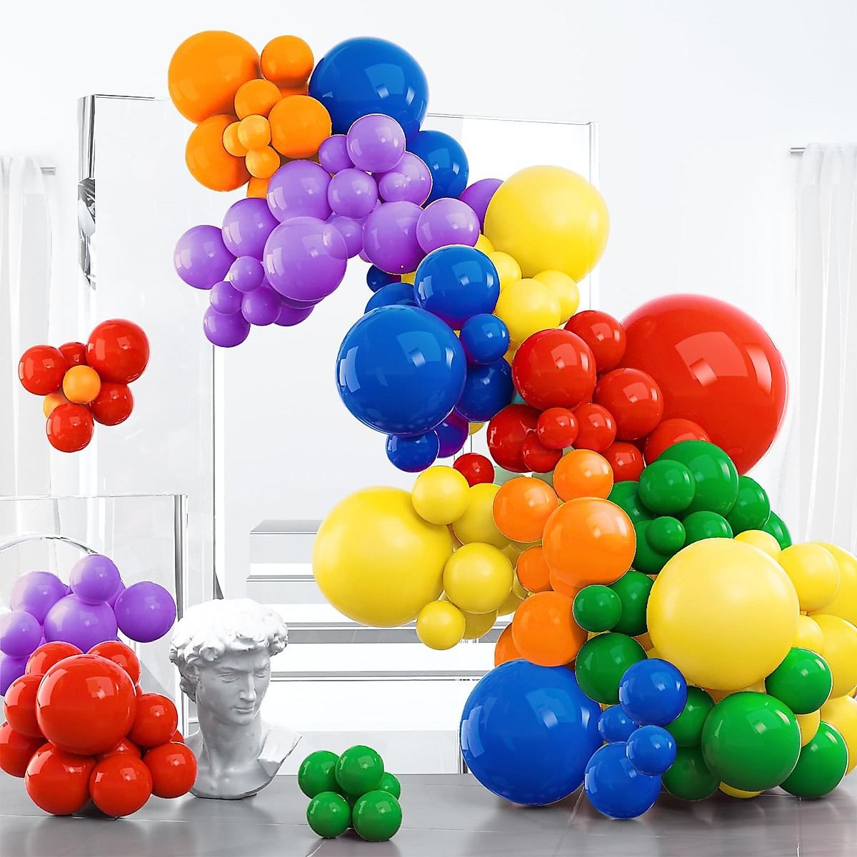 PartyWoo Rainbow Balloon Garland Pack of 100 Balloons for Party Decor