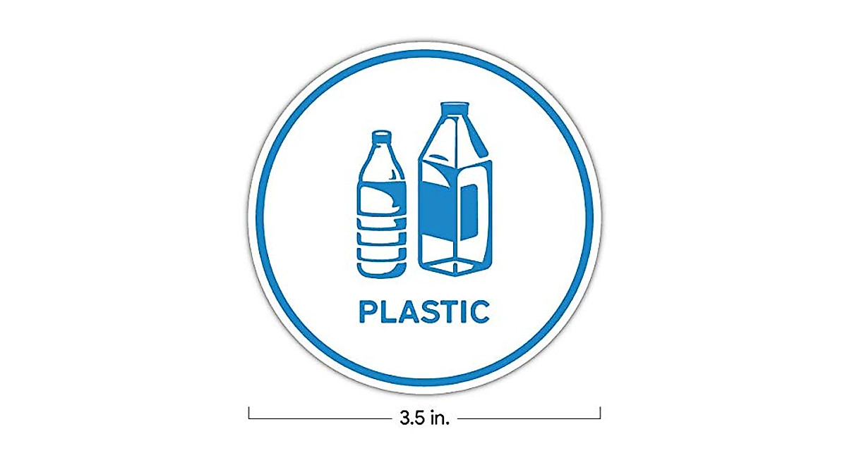 Recycling Stickers for Trash Cans - 5 Pack for Plastic, Glass & More