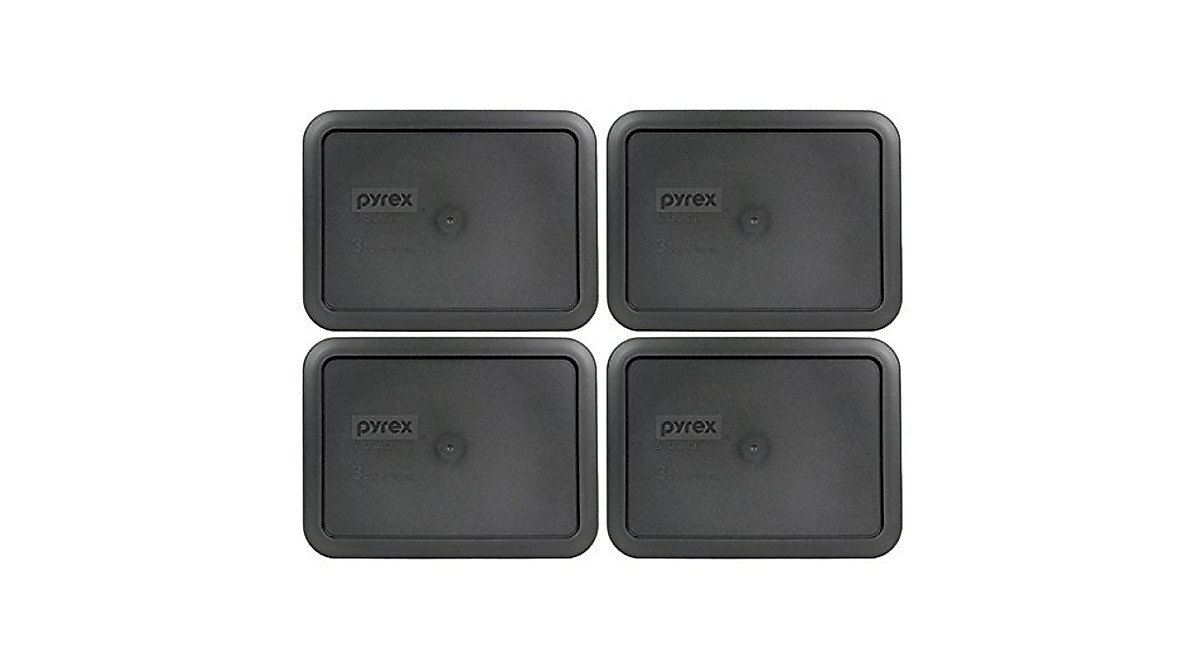 Pyrex 7210-PC Charcoal Grey Plastic Storage Lids - 4 Pack