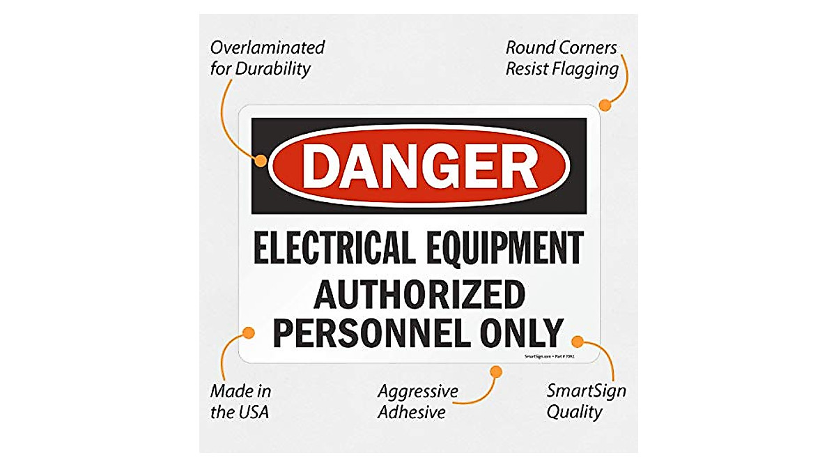 SmartSign U9-1488-ND Danger Electrical Label 10x14 Vinyl