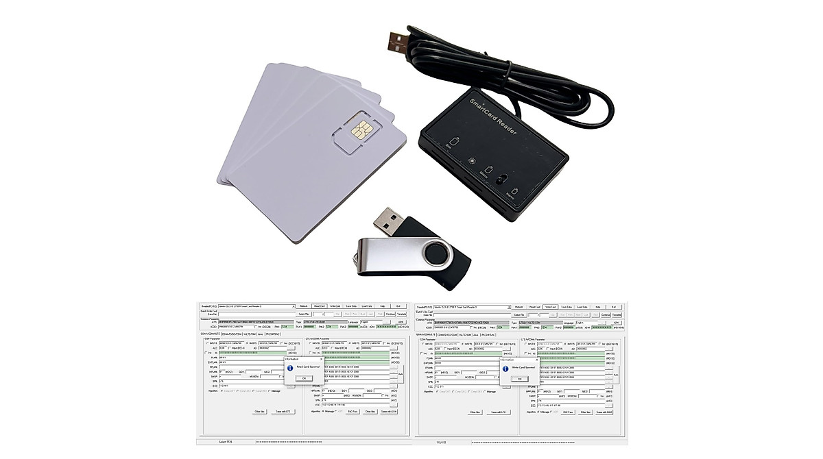 MCR3516 SIM Reader Writer | 5 Blank 4G USIMs Included