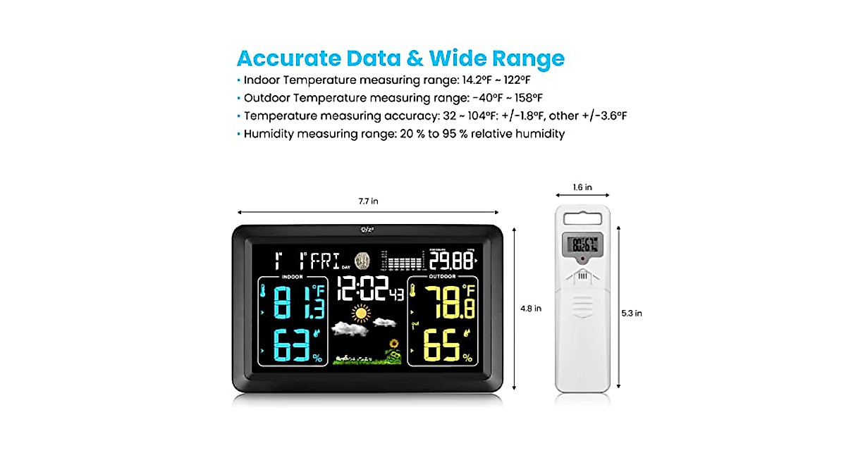 Weather Stations Wireless Indoor Outdoor Thermometer with Atomic Clock
