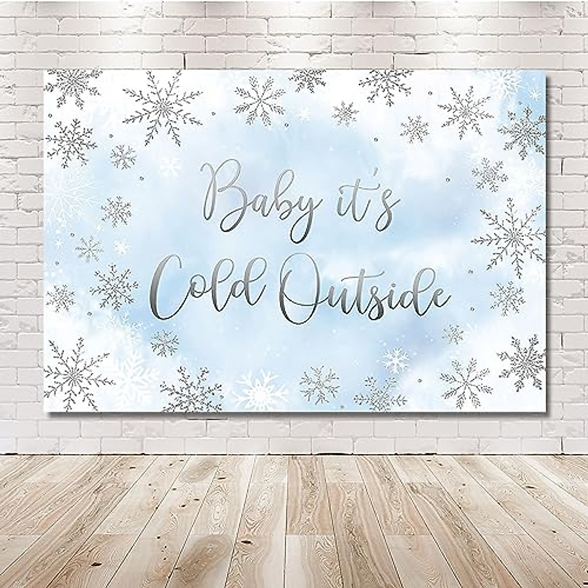 Its Cold Outside Snow Round Baby Shower Backdrop