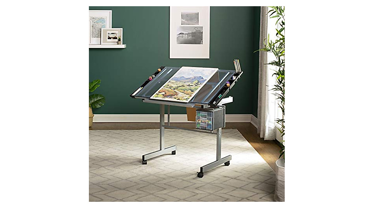 Studio Designs Vision Craft & Drawing Station - Adjustable Glass Top Desk